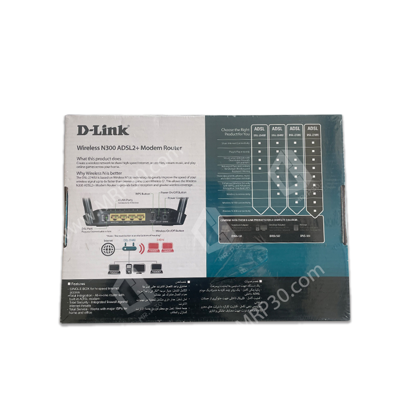 مودم دی لینک D-LINK Wireless N300 ADSL2+ Router DSL-2740U قیمت و خرید