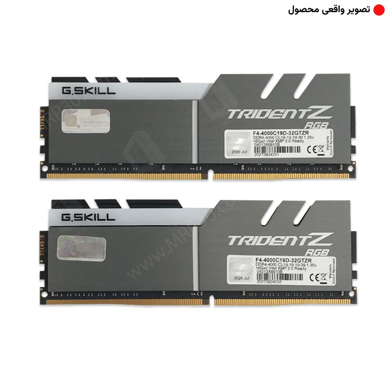 پک رم جی اسکیل GSkill Trident Z RGB 32GB (16GBx2) DDR4 4000Mhz Stock