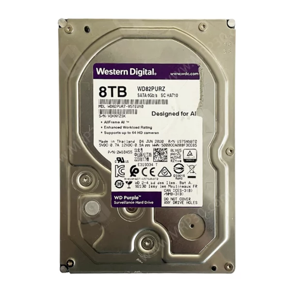 هارد دیسک 8 ترابایت بنفش Western Digital Purple 8TB WD82PURZ استوک