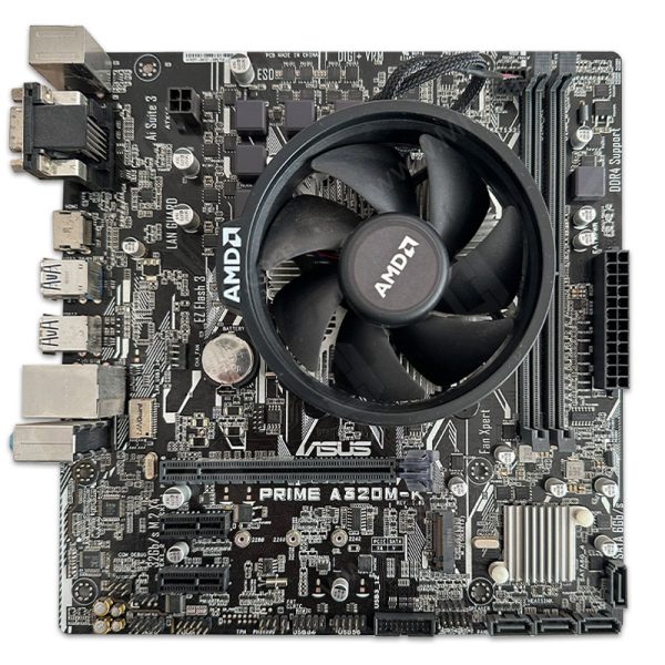 باندل مادربرد ASUS PRIME A320M-K + Ryzen 3 2200G استوک به همراه فن