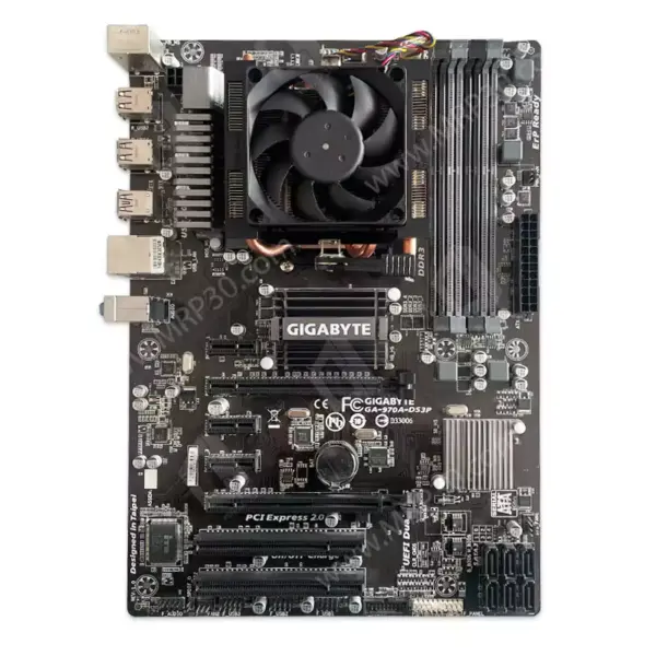 باندل مادربرد گیگابایت GIGABYTE GA-970A-DS3P + AMD FX-8350 استوک بهمراه فن