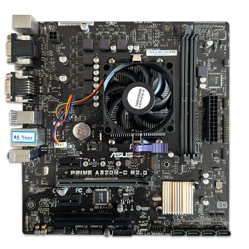 700680 (1) باندل مادربرد Asus Prime A320M-C R2.0 + AMD A8-9600 استوک در حد نو با فن