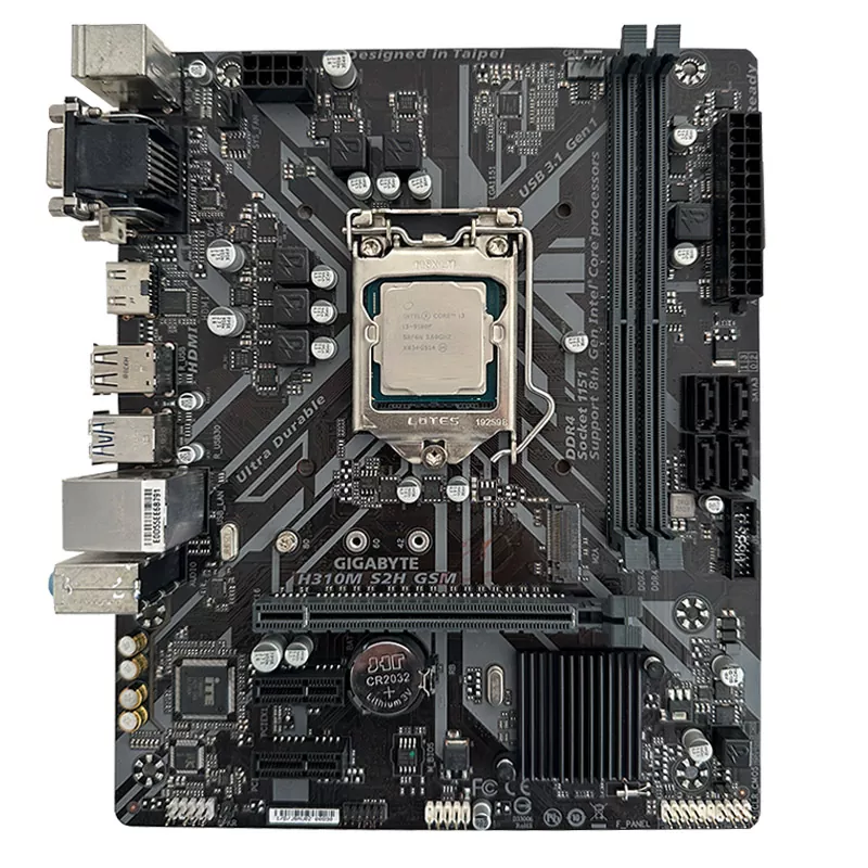 700719-ww باندل مادربرد GIGABYTE H310M S2H GSM + i3 9100F استوک در حد نو